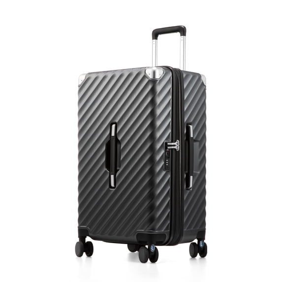 24inch Trunk Style Expandable Luggage, Hardside Polycarbonate Spinner Suitcase with TSA Lock, Charcoal Metallic