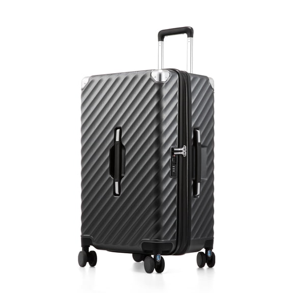 24" Trunk Expandable Luggage, Hardside Polycarbonate Spinner Suitcase with TSA Lock,Charcoal Metallic- EX-Pro