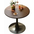 thumbnail image 1 of 24" Tulip Table for 2-3 Persons Walnut Modern Round Dining Tables Mid-Century Kitchen Table Wooden MDF Top Steel Base Small for Living Room Balcony Leisure (Walnut, 23.6"), 1 of 7