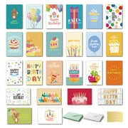 24 Unique Birthday Cards, Happy Birthday Cards Bulk With Envelopes and Stickers,4x6 Inch Assorted Blank Birthday Greeting Cards Box Set,Unisex