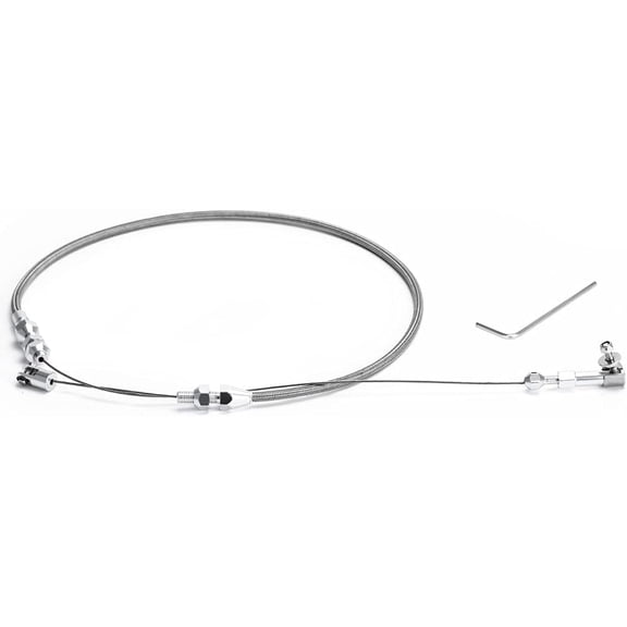 24" Universal Throttle Cable Kit Stainless Steel Braided Adjustable Accelerator Cable