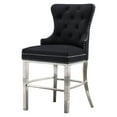 thumbnail image 1 of 24" Uph Tufted Counter Dining Side Chair, Black Velvet, Stainless Steel - Single, 1 of 3