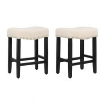 24" Upholstered Saddle Seat Counter Stool (Set of 2) in Beige