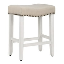 24" Upholstered Saddle Seat Counter Stool in Beige