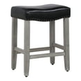 thumbnail image 1 of 24" Upholstered Saddle Seat Counter Stool in Black Leather, 1 of 8