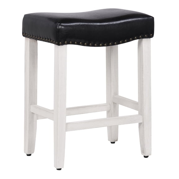 24" Upholstered Saddle Seat Counter Stool in Black