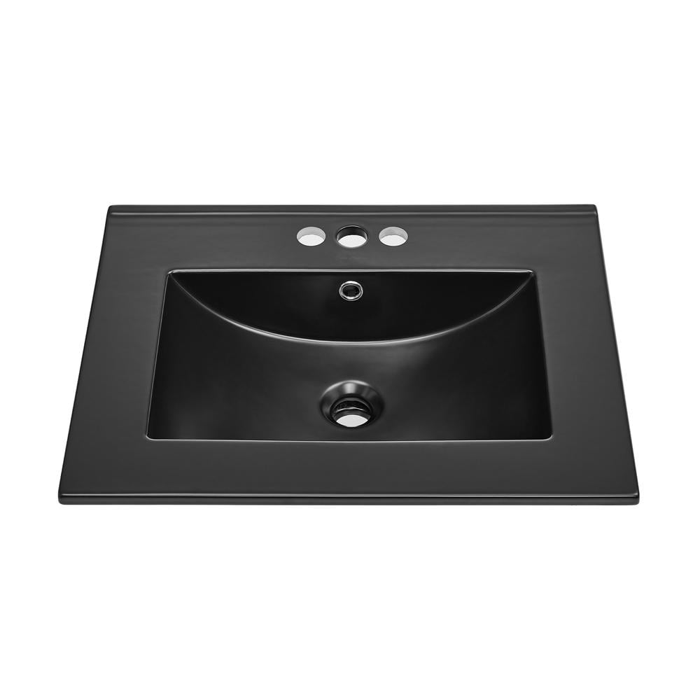 Matte Black Ceramic 24" Vanity Top Bathroom Sink