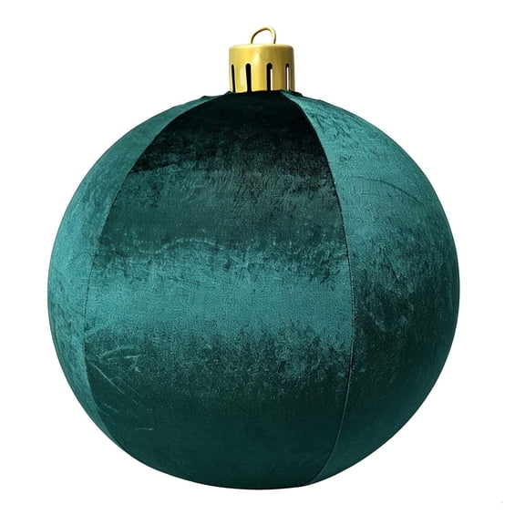 24" Velvet Christmas Inflatable Ball Ornament Large Xmas Inflatable Pvc Balls Blow up Flocked Christmas Ornaments Holiday Yard Outdoor Decor for Christmas Tree Indoor Lawn Porch, Army Green