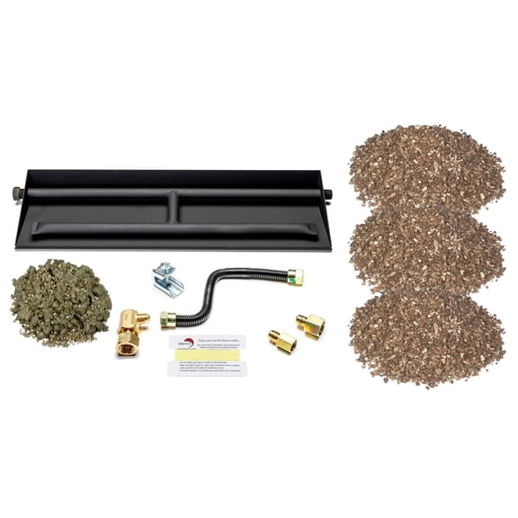 24" Vented LP Gas Log Fireplace Heavy-Duty Dual Row Gas Burner with Deluxe Kit