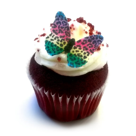 24 Very Small 1" Cheetah Rainbow Animal Print Edible Image Wafer Paper Deco Machine? Butterflies Wedding Birthday Cake Cookie Cupcake Butterfly Dessert Topper Decoration Party Supplies