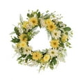 thumbnail image 1 of CC Christmas Decor Chrysanthemum and Daisy Spring Floral Wreath - 24” - Yellow and White, 1 of 3