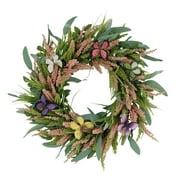 24 Vibrant Puleo International Artificial Salix Leaf with Butterfly Floral Spring Wreath