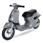 24 Volt Hyper Toys Retro Scooter, Silver, Battery Powered Electric Scooter with Easy Twist Throttle