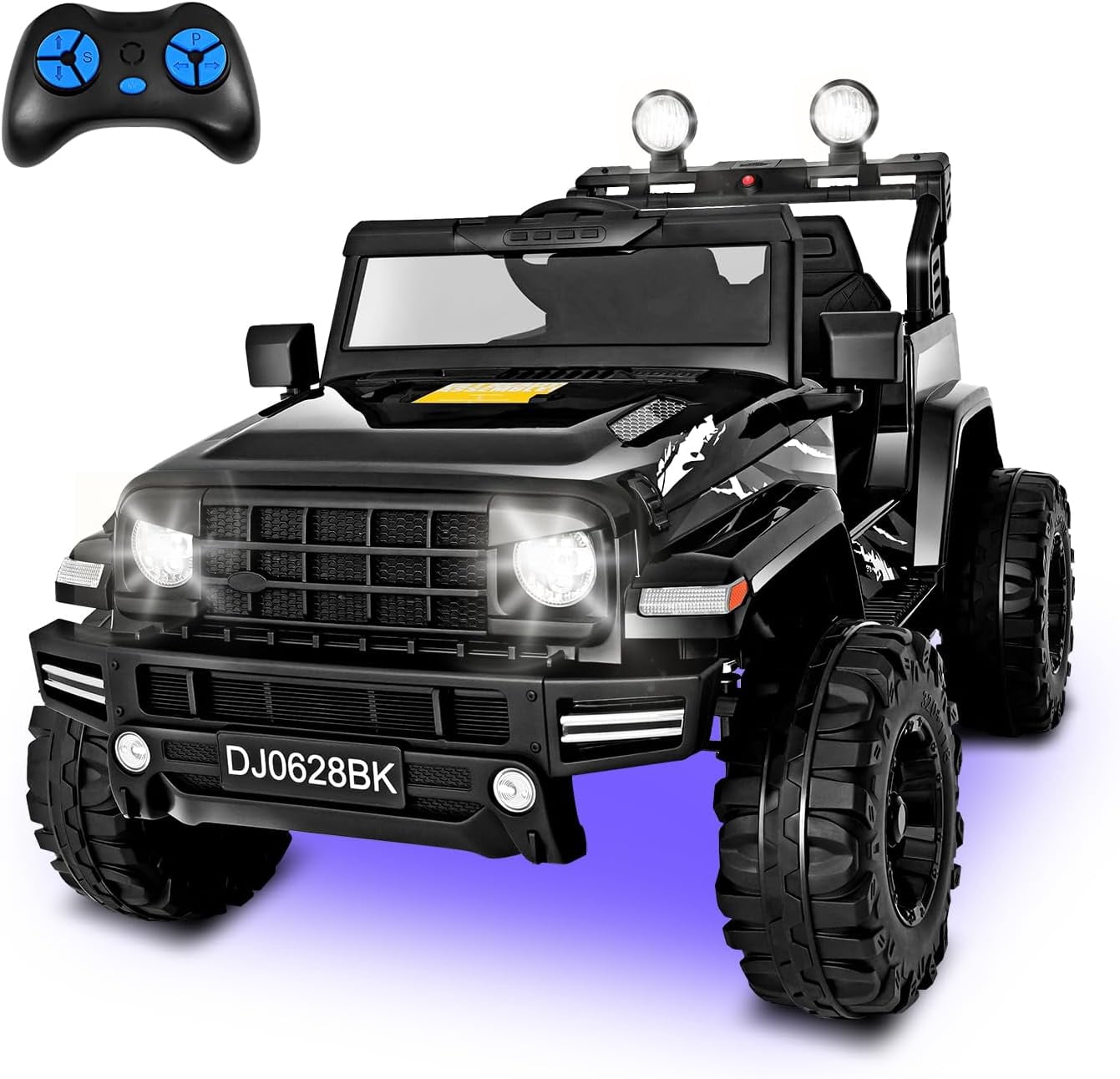 24 Volt Kids Electric Car Kids Ride On Car with Remote Control, 2-Seater Battery Powered Toy Car with LED Lights, Wheels Suspension, Music, Horn, 110 lbs Load
