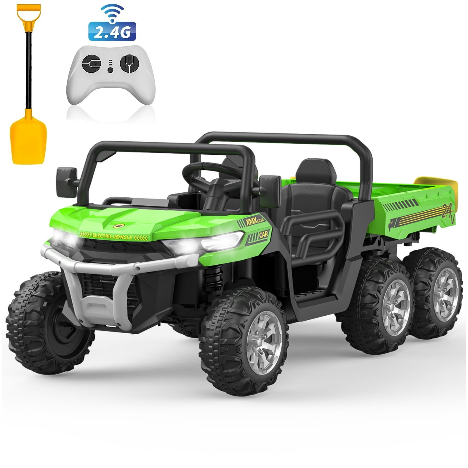 Green 24V 6x6 Ride-On UTV with Remote Control
