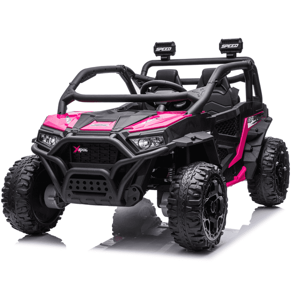 24 Volt Ride on Toys UTV for Kids, 4WD 2-Seater with 4×200W Motors, Ride on Cars with Remote Control, Music & Bluetooth, LED Lights, Power Car Wheels for Boys and Girls, Pink