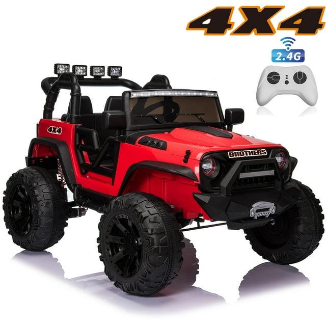 24 Volt Ride on Truck with 2 Seater Remote Control, 4WD Ride on Toys w/ 4*200W Motors 9AH