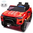 thumbnail image 1 of 24 Volt Ride on Toys w/ Remote, 2 Seater Kids Electric Cars for Girl Boy, 4 Wheeler Fire Truck Vehicle, Music, Red, 1 of 8