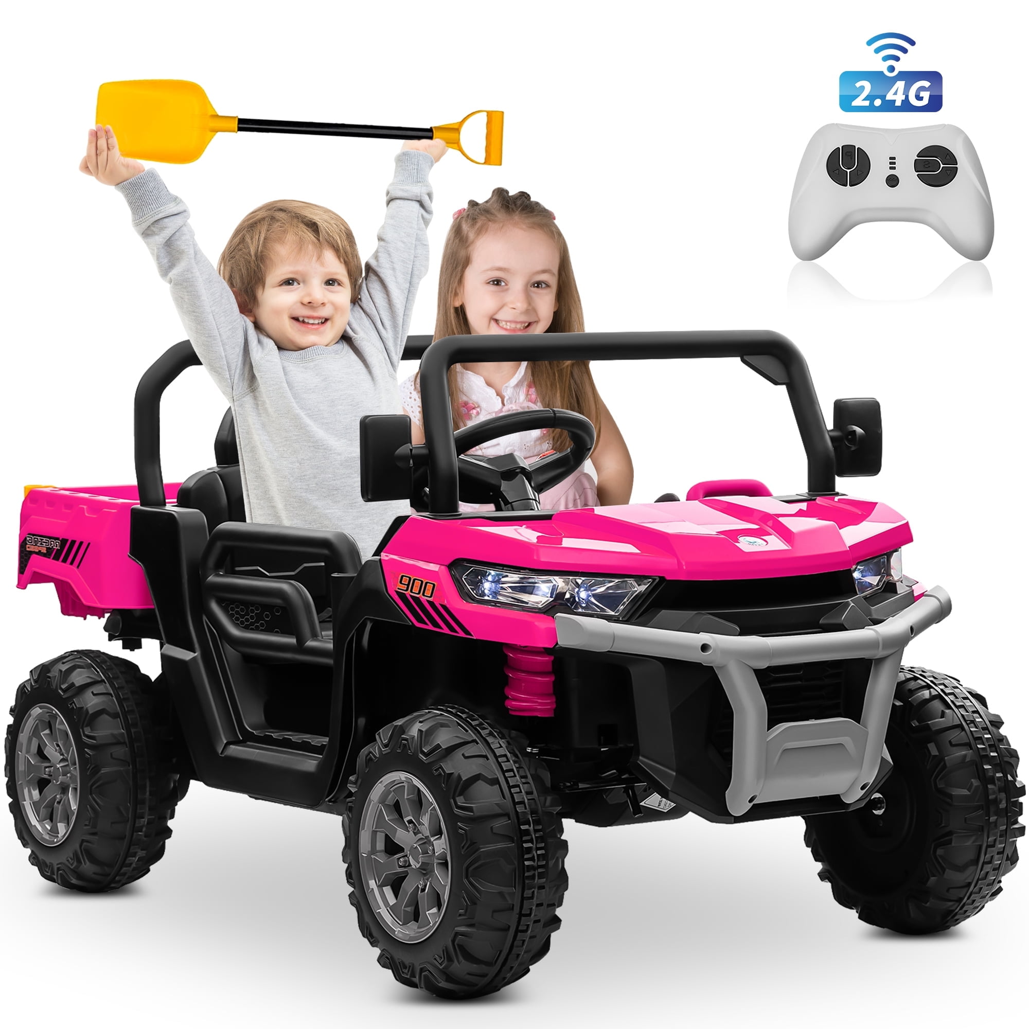 Pink 24V Kids Ride-On Truck with Remote Control and Electric Dump Bed