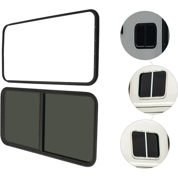 24" W × 20" H Vintage Technologies RV Window Teardrop Horizontal Slide for Cargo, Trailer, Camper Window Replacement, Including Installation kit