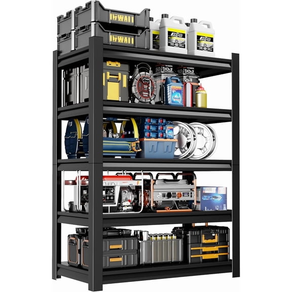 24" W Garage Shelving,5-Tier Heavy Duty Shelving Unit,3000LBS Adjustable Metal Storage Shelves,Storage Rack Units for Industrie,Shed,Warehouse,Basement,Black,24" W x 16" D x 63" H