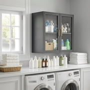 24W Medicine Wall Cabinet with Acrylic Glass Doors, Kitchen Wall Cabinets with Adjustable Shelf, Laundry Room Wall Mounted Cabinet, Bathroom Wall Cabinet with LightBlack