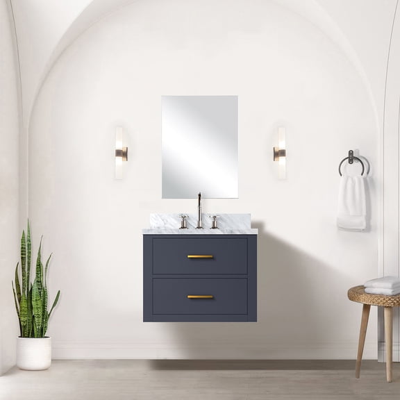24" W X 18" D Blue Vanity With Under Sink Storage And Smooth Soft Close Action Vanity, 24 In. 18 D, Versatile