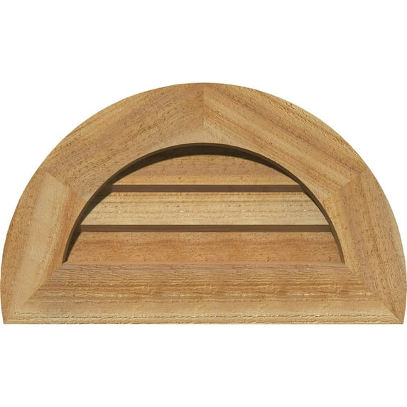 24"W x 12"H Half Round Gable Vent (29"W x 17"H Frame Size): Unfinished, Non-Functional, Rough Sawn Western Red Cedar Gable Vent w/ Decorative Face Frame