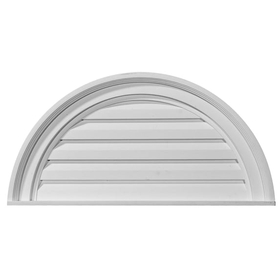 24"W x 12"H x 1 1/8"P, Half Round Gable Vent Louver, Non-Functional