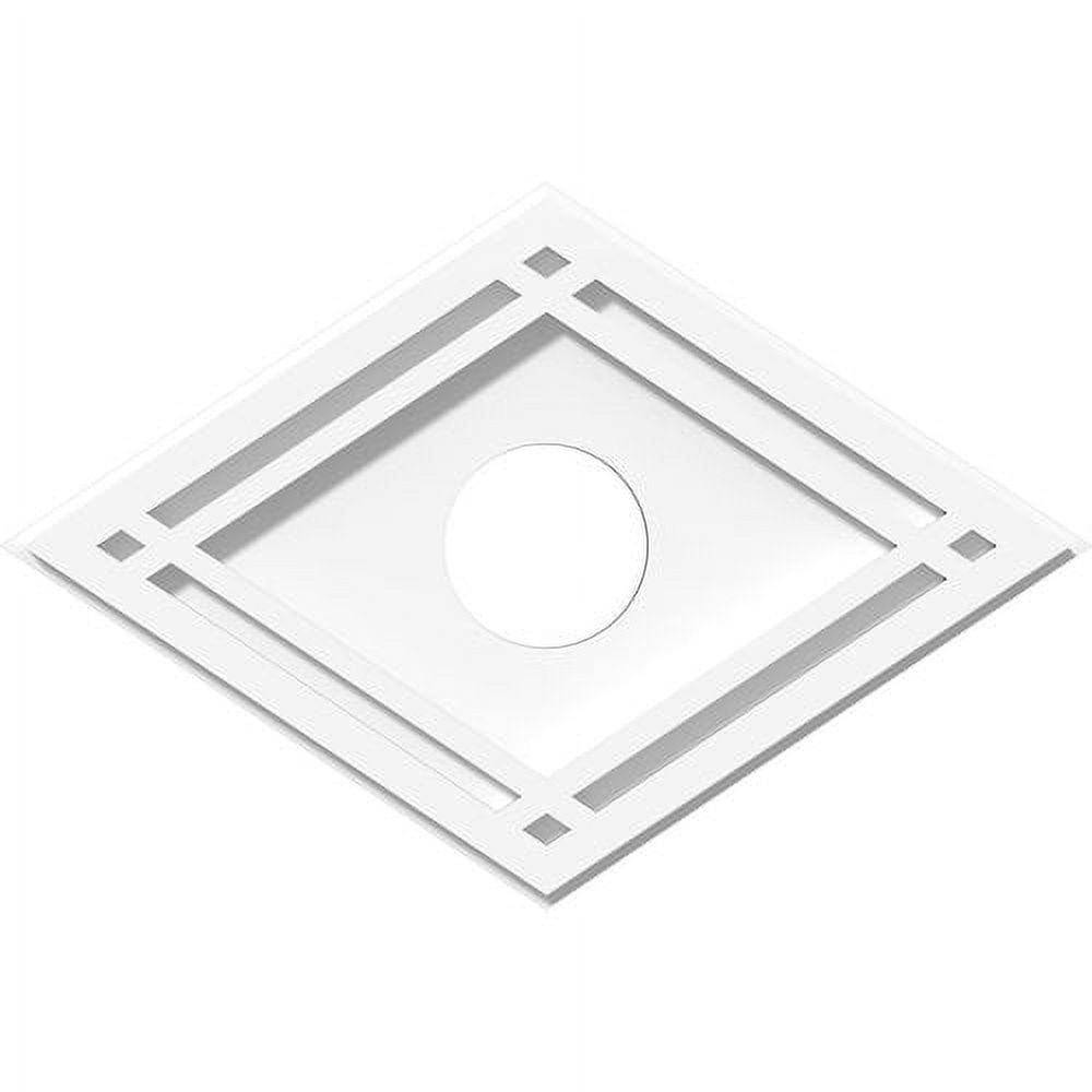 White PVC Diamond Contemporary Ceiling Medallion, 24" x 16"