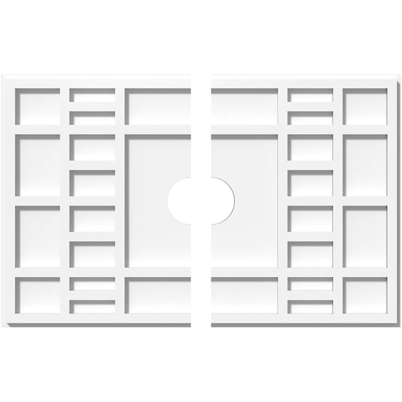 24"W x 16"H x 3"ID x 8 1/4"C x 1"P Beaux Architectural Grade PVC Contemporary Ceiling Medallion, Two Piece