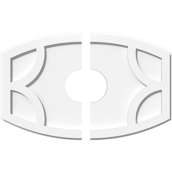 24"W x 16"H x 5"ID x 13"C x 1"P Kailey Architectural Grade PVC Contemporary Ceiling Medallion, Two Piece