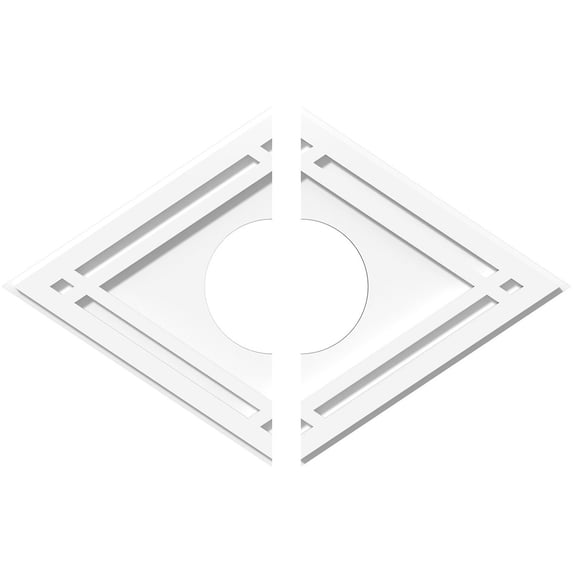 24"W x 16"H x 6"ID x 8 1/2"C x 1"P Diamond Architectural Grade PVC Contemporary Ceiling Medallion, Two Piece