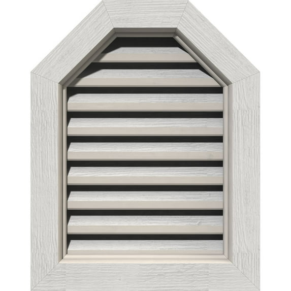 24"W x 18"H Octagonal Top Gable Vent (29"W x 23"H Frame Size): Primed, Functional, Rough Sawn Western Red Cedar Gable Vent w/ Brick Mould Face Frame