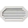 thumbnail image 1 of 24"W x 22"H Horizontal Elongated Octagon (29"W x 27"H Frame Size): Functional, PVC Gable Vent w/ 1" x 4" Flat Trim Frame, 1 of 14