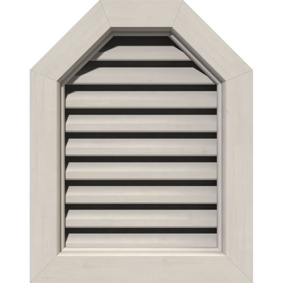 24"W x 22"H Octagonal Top Gable Vent (29"W x 27"H Frame Size): Primed, Functional, Smooth Western Red Cedar Gable Vent w/ Brick Mould Face Frame