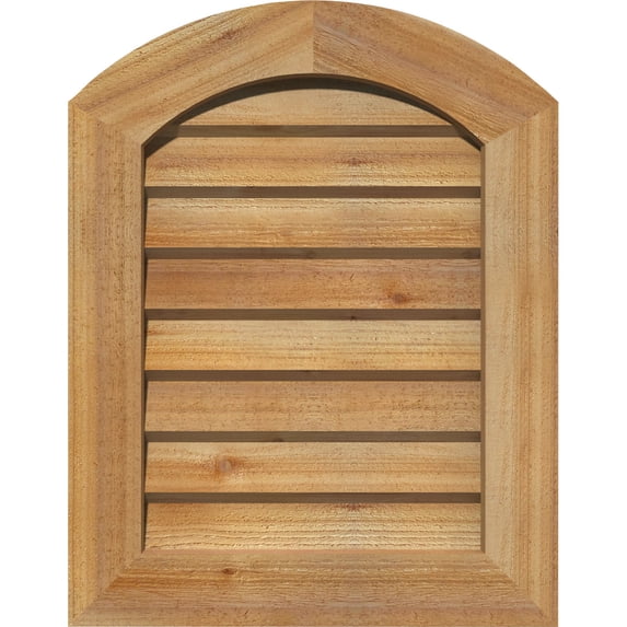 24"W x 26"H Arch Top Gable Vent (29"W x 31"H Frame Size): Unfinished, Non-Functional, Rough Sawn Western Red Cedar Gable Vent w/ Decorative Face Frame