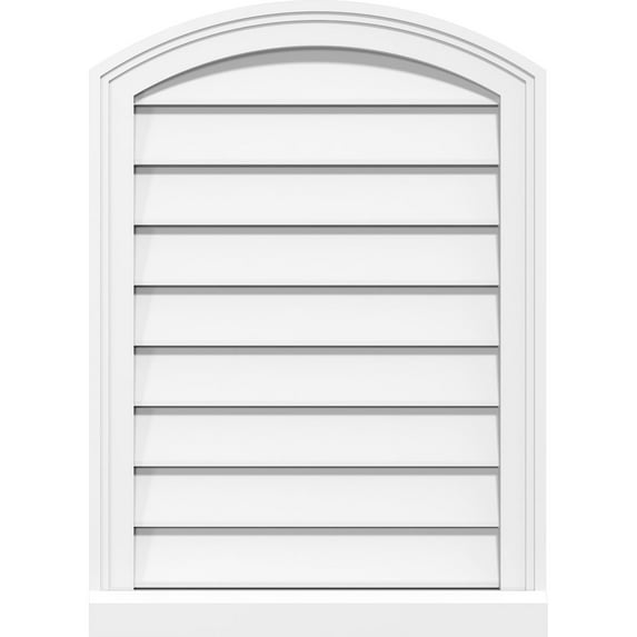 24"W x 28"H Arch Top Surface Mount PVC Gable Vent: Functional, w/ 2"W x 2"P Brickmould Sill Frame