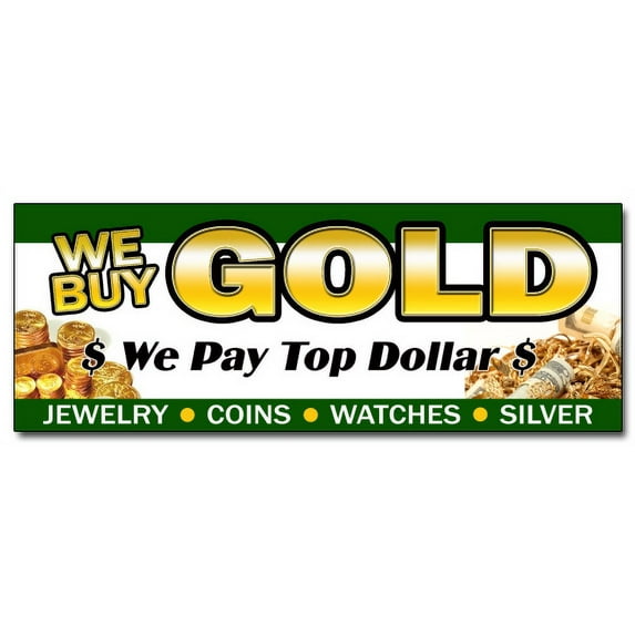 24" WE BUY GOLD 1 DECAL sticker pawn shop coins jewelry