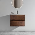 thumbnail image 1 of 24" Wall Mount Bathroom Vanity in Walnut Style / Handle-Free Design, Noise-Free Use, 1 of 5