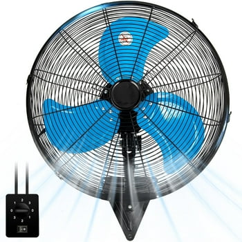24” Wall Mount Fan 8000 CFM High Velocity Industrial Heavy Duty Fan with 3-Speed Oscillating Commercial Use for Warehouse, Garage, Factory, Blue