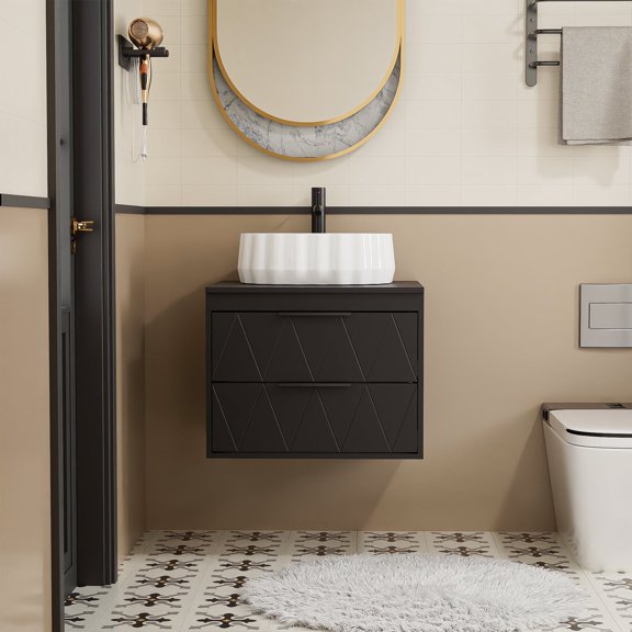 24" Wall Mount Single Bathroom Vanity with Vessel Sink