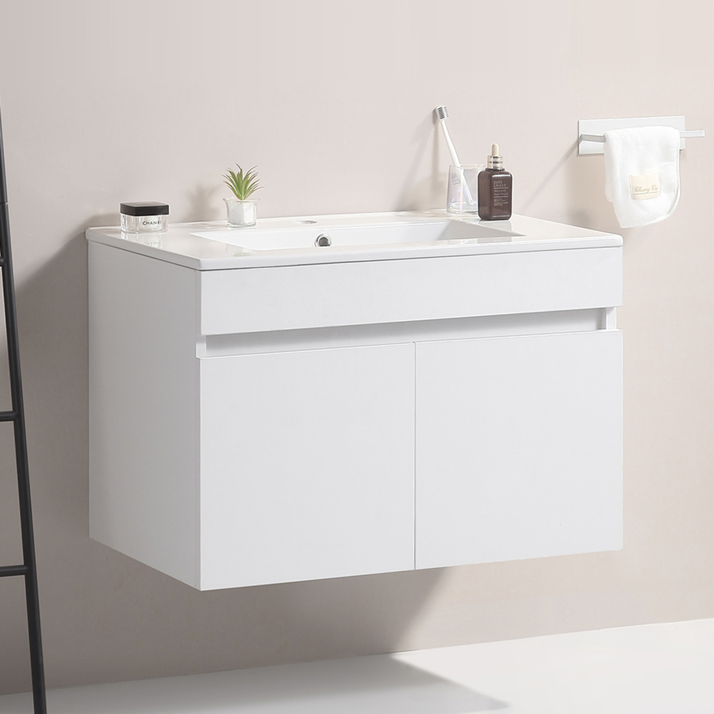 24" Wall Mounted Bathroom Vanity Cabinet with Sink Top, 2 Soft Close ...