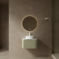 thumbnail image 1 of 24" Wall-Mounted Bathroom Vanity with Floating Storage Cabinet & Soft-Close Drawer, White Ceramic Basin, Light Green Waterproof Plywood for Modern Bathrooms, 1 of 5