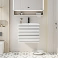 thumbnail image 1 of 24" Wall Mounted Bathroom Vanity Sink Combo with Ceramic Top, White Wood Tune Farmhouse Floating Cabinet, 1 of 12