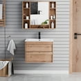 thumbnail image 1 of 24" Wall mounted Bathroom Vanity with Ceramic Top, Wood Tune Floating Cabinet, 1 of 7