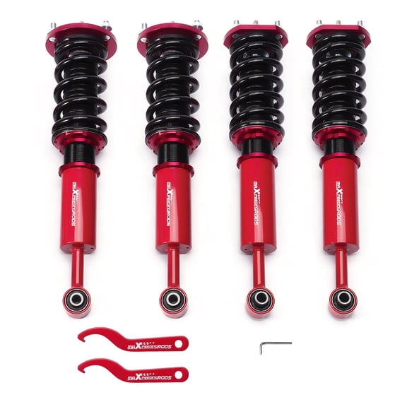 24-Way Adjustable Coilover Suspension Kit for Lexus GS350 07-11, IS250/IS350/IS F 06-13 RWD, Height Adjustable Lowering Kit, Red Body Black Spring, SKU 54216885