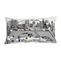 24" White Atlanta Daylight Skyline Lumbar Decorative Pillow