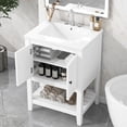 thumbnail image 1 of 24" White - Ceramic Sink with Three - hole Faucet Mount - Bathroom - Easy - to - assemble Vanity, 1 of 6