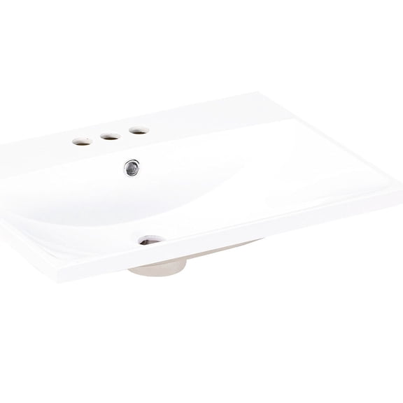 24" White Ceramic Vanity Countertop | 3 Pre - drilled Faucet Holes, Accommodates 4" Faucet | Quick and Effortless Installation